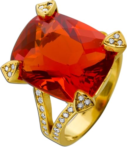 Ch.Abramowicz Feueropal Ring Gold 750 18K orangener Edelstein 19ct Brillanten 0.20ct 18 von CH.ABRAMOWICZ