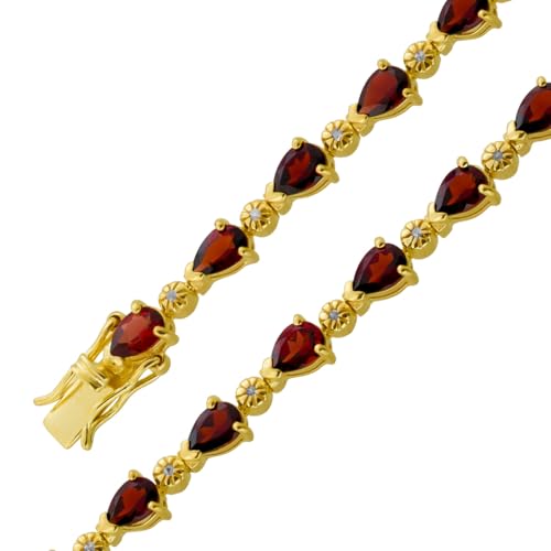 Ch.Abramowicz Granat Armband Silber vergoldet Diamanten 0.17ct 18 von CH.ABRAMOWICZ