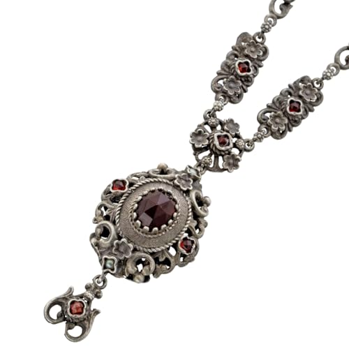 Ch.Abramowicz Granat Collier Silber 835 rote Edelsteine 7.6ct Saatperlen Antikschmuck 49 Ch.Abramowicz Granat Collier Silber 835 rote Edelsteine 7.6ct Saatperlen Antikschmuck 49 von CH.ABRAMOWICZ
