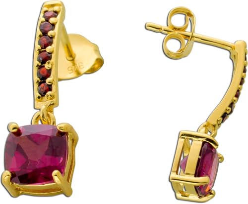 Ch.Abramowicz Granat Ohrstecker Silber Gelbgold vergoldet Malaya Granate rote Edelsteine von CH.ABRAMOWICZ