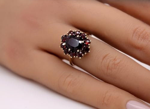 Ch.Abramowicz Granat Ring Gold 333 8 Karat rote Edelsteine 6.0ct Antikschmuck 16 von CH.ABRAMOWICZ