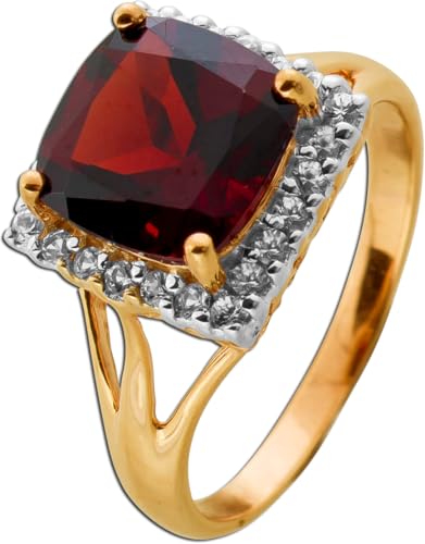 Ch.Abramowicz Granatring Rosegold 375 9K roter Almandin 7.2ct weiße Topase 0.48ct 19 von CH.ABRAMOWICZ