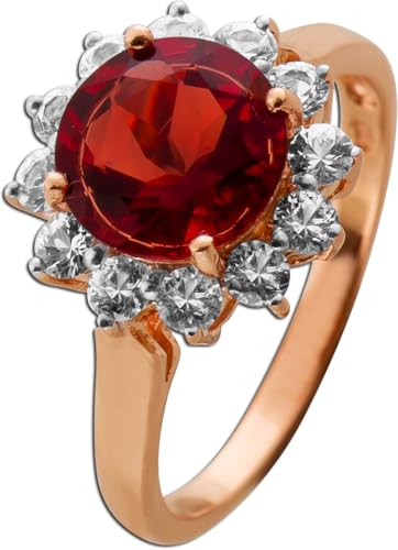 Ch.Abramowicz Granatring Rosegold 375 9K roter Almandin Edelstein 2.50ct weiße Topase 19 von CH.ABRAMOWICZ