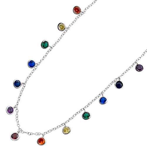 Ch.Abramowicz Halskette Silber 925 bunten Zirkonia Steine 38 von CH.ABRAMOWICZ