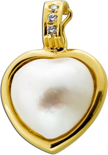 Ch.Abramowicz Herzanhänger Gold 585 Mabe Perle Brillanten 0.06ct von CH.ABRAMOWICZ
