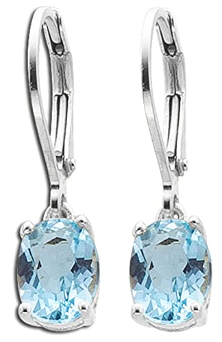 Ch.Abramowicz Klappcreolen Blautopas Ohrhänger Silber 925 blauer Edelstein von CH.ABRAMOWICZ