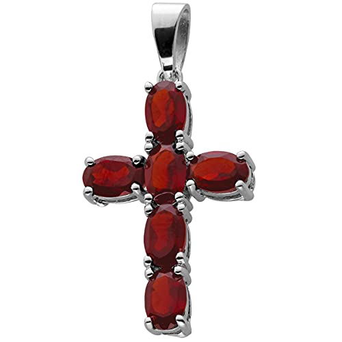 Ch.Abramowicz Kreuz Anhänger Silber 925 mit 6 Granat Edelsteinen 31x16mm von CH.ABRAMOWICZ