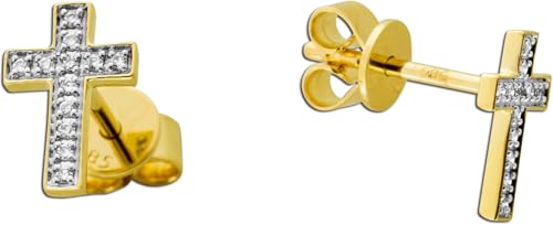 Ch.Abramowicz Kreuz Ohrstecker Gold 585 14K Diamanten 0.06ct von CH.ABRAMOWICZ
