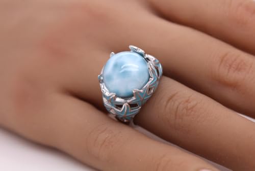 Ch.Abramowicz Larimar Ring Silber 925 himmelblauer Edelstein 16.9ct 17 von CH.ABRAMOWICZ