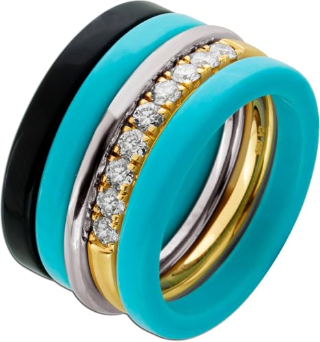 Ch.Abramowicz Memoire Ring-Set Weißgold Gold 750 18K Brillanten 0.50ct Onyx schwarz 19 Ch.Abramowicz Memoire Ring-Set Weißgold Gold 750 18K Brillanten 0.50ct Onyx schwarz 19 von CH.ABRAMOWICZ