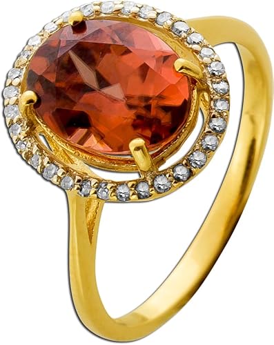 Ch.Abramowicz Morganit Ring Gold 375 9K orangener Edelstein 3.3ct Diamanten 0.32ct 18 von CH.ABRAMOWICZ