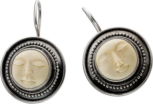Ch.Abramowicz Ohrhänger Silber 925 Mondgesicht Tierknochen Antikschmuck von CH.ABRAMOWICZ