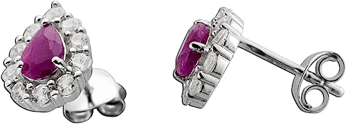 Ch.Abramowicz Rubin Ohrstecker Silber 925 pinke Edelsteine Weiße Zirkonia von CH.ABRAMOWICZ