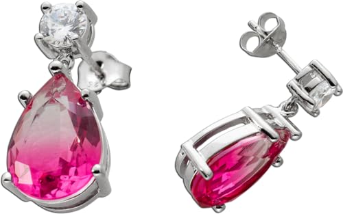 Ch.Abramowicz Ohrstecker Silber 925 Rubellit Turmalin und Brillant Synthesen von CH.ABRAMOWICZ