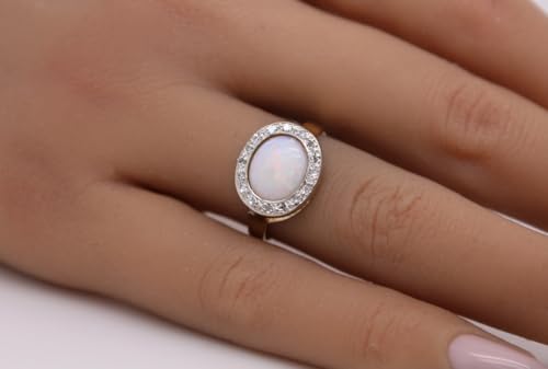 Ch.Abramowicz Opal Ring Gold 585 14K weiß-orangener Edelstein 1.6ct Diamanten 0.16ct 18 von CH.ABRAMOWICZ