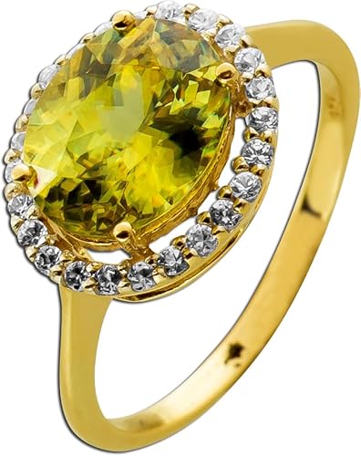 Ch.Abramowicz Peridotring Gold 375 9K grüner Edelstein 3ct Brillanten 0.24ct 17 von CH.ABRAMOWICZ