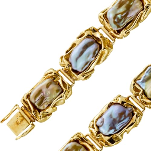 Ch.Abramowicz Perlen Armband 18.5cm Gold 585 14 Karat Biwa Perlen 19 von CH.ABRAMOWICZ