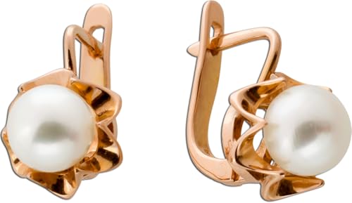 Ch.Abramowicz Perlen Ohrhänger Rosegold 583 14K Akoyaperlen Antikschmuck von CH.ABRAMOWICZ