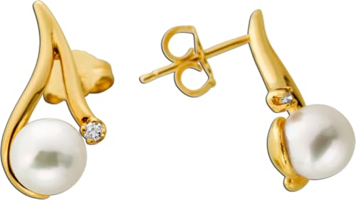 Ch.Abramowicz Perlen Ohrstecker Gold 585 14K Diamanten 0.05ct Akoyaperlen 6.6mm von CH.ABRAMOWICZ
