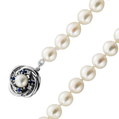 Ch.Abramowicz Perlenkette Akoya Perlen Saphire Diamanten Weissgold 585 14K 47 von CH.ABRAMOWICZ