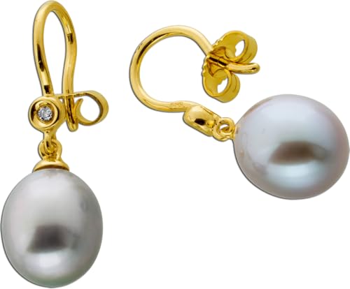 Ch.Abramowicz Perlenohrringe Gold 585 14K Süßwasser Perlen Brillanten 0.02ct von CH.ABRAMOWICZ