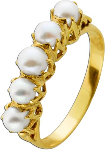 Ch.Abramowicz Perlenring Gold 585 14K Akoyaperlen Antikschmuck 18 von CH.ABRAMOWICZ