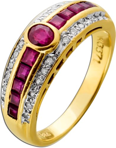 Ch.Abramowicz Rubin Ring Gelbgold 585 14K Diamanten 0.20ct. rote Edelsteine 1.5ct 17 Ch.Abramowicz Rubin Ring Gelbgold 585 14K Diamanten 0.20ct. rote Edelsteine 1.5ct 17 von CH.ABRAMOWICZ