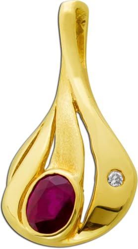 Ch.Abramowicz Rubinanhänger Gold 585 14 Karat roter Rubin Edelstein Brillant Antikschmuck von CH.ABRAMOWICZ