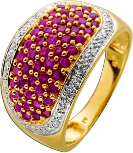 Ch.Abramowicz Rubinring Gold 585 14K rote Edelsteine 3.9ct Diamanten 0.03ct 19 von CH.ABRAMOWICZ