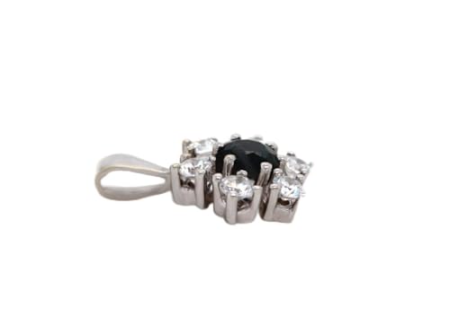 Ch.Abramowicz Saphir Anhänger Weißgold 585 14K blauer Edelstein Brillanten 0.36ct von CH.ABRAMOWICZ