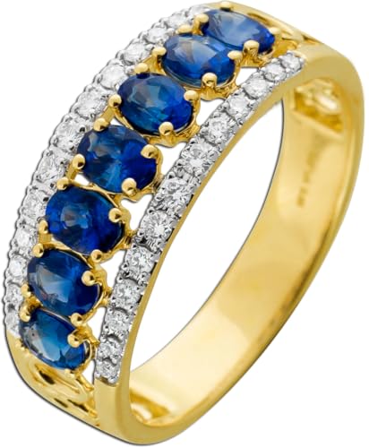 Ch.Abramowicz Saphir Ring Gelbgold 585 14K blaue Edelsteine Brillanten 0.25ct. 19 Ch.Abramowicz Saphir Ring Gelbgold 585 14K blaue Edelsteine Brillanten 0.25ct. 19 von CH.ABRAMOWICZ
