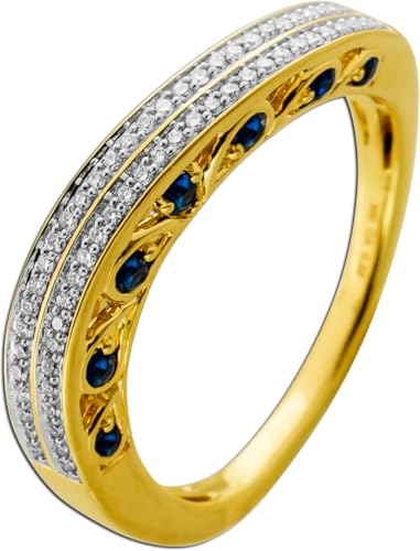 Ch.Abramowicz Saphir Ring Gold 585 14K blaue Edelsteine Natur Diamanten 0.22ct 19 von CH.ABRAMOWICZ