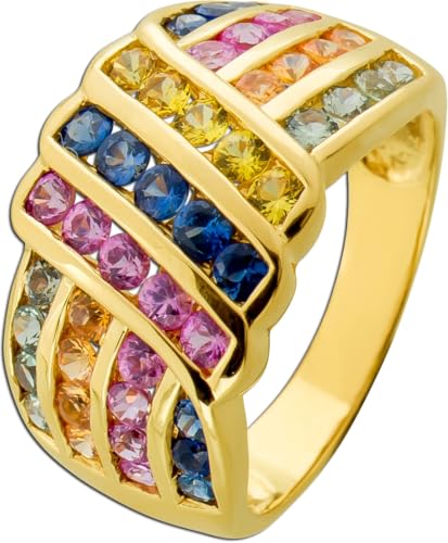 Ch.Abramowicz Saphir Ring Gold 585 Rainbow Edelsteine blau pink grün gelb orange 3.2ct 18 von CH.ABRAMOWICZ