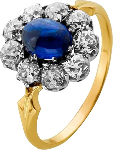 Ch.Abramowicz Saphir Ring Gold 585 blauer Edelstein 2.6ct Diamanten 1.17ct Antikschmuck 18 von CH.ABRAMOWICZ