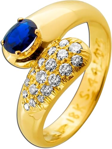 Ch.Abramowicz Saphir Ring Gold 750 18K blauer Edelstein 0.60ct Brillanten 0.36ct 17 Ch.Abramowicz Saphir Ring Gold 750 18K blauer Edelstein 0.60ct Brillanten 0.36ct 17 von CH.ABRAMOWICZ