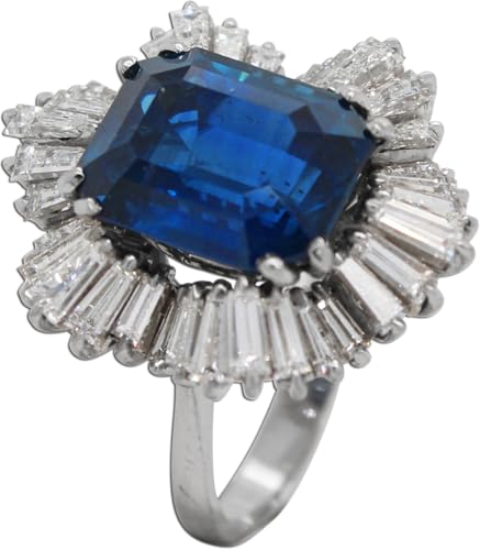 Ch.Abramowicz Saphir Ring Platin 950 blauer Edelstein 10.50ct. Diamanten 3.50ct. 18 von CH.ABRAMOWICZ