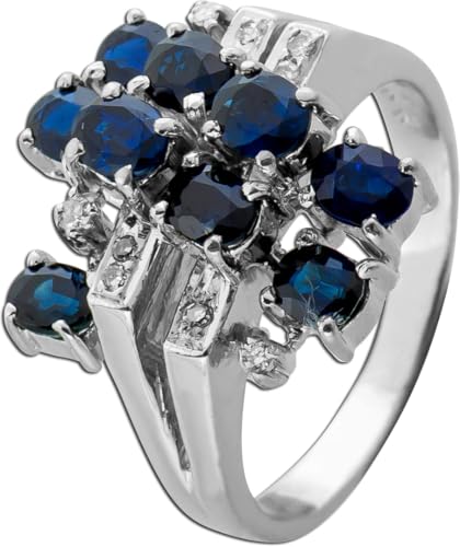 Ch.Abramowicz Saphir Ring Weissgold 585 14K Diamanten 0.08ct Antikschmuck 16 von CH.ABRAMOWICZ