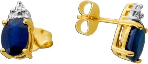 Ch.Abramowicz Saphirohrstecker Gold 585 14K blaue Edelsteine Brillanten 0.06ct. von CH.ABRAMOWICZ