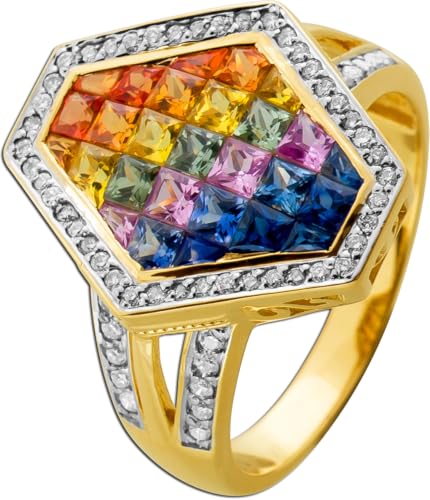 Ch.Abramowicz Saphirring Rainbow Gold 585 14K Saphire 3.0ct. Brillanten 0.32ct. 20 von CH.ABRAMOWICZ