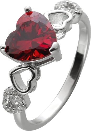 Ch.Abramowicz Herz Damenring Silber 925 rote weisse Zirkonia 17 von CH.ABRAMOWICZ