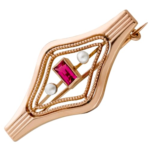 Ch.Abramowicz Spinell Anstecknadel Rosegold 333 8K Orientperlen Antikschmuck von CH.ABRAMOWICZ