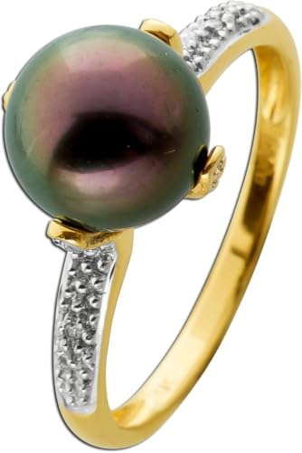 Ch.Abramowicz Tahitiperlen Ring Gelbgold 585 Tahitiperle 9.3mm Diamanten 0.02ct.W/SI 19 von CH.ABRAMOWICZ