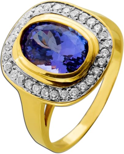 Ch.Abramowicz Tansanitring Gold 585 14K blauer Edelstein 3.7ct Brillanten 0.30ct 19 von CH.ABRAMOWICZ