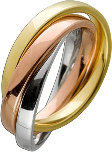 Ch.Abramowicz Tricolor Dreifach Ring Gold 333 8K Gelb-Weissgold-Rosegold Trinity 18 von CH.ABRAMOWICZ