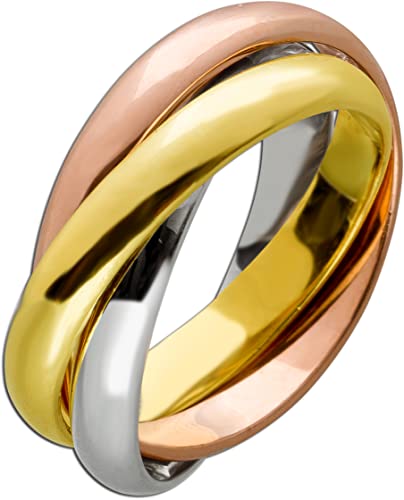 Ch.Abramowicz Trinity Tricolor Ring 585 14 Karat Gelbgold Weißgold Rosegold massiv Damenschmuck 20 von CH.ABRAMOWICZ
