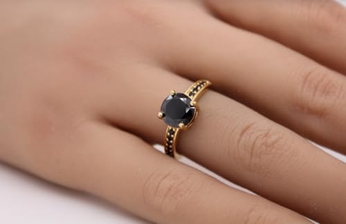 Ch.Abramowicz Zirkonia Ring Silber 925 vergoldet schwarzer Spinell Edelstein 2.5ct 17 Ch.Abramowicz Zirkonia Ring Silber 925 vergoldet schwarzer Spinell Edelstein 2.5ct 17 von CH.ABRAMOWICZ