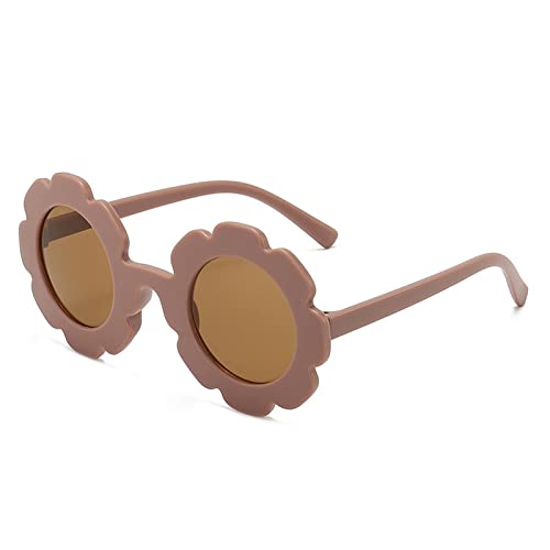 CHAHU Runde Blumen-Sonnenbrille für Mädchen, niedliche Blumenform, für den Außenbereich, Strand, Sommer, Sonnenbrille, UV400 für Kinder, dunkelrosa, One size von CHAHU