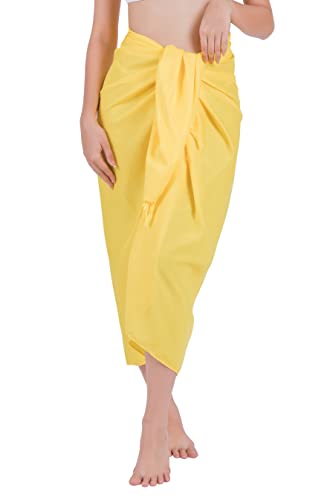 CHAINUPON Damen Beach Pareos Sarong Sheer Long Badeanzug Cover Ups Bikini Wickelrock, gelb, Einheitsgröße von CHAINUPON