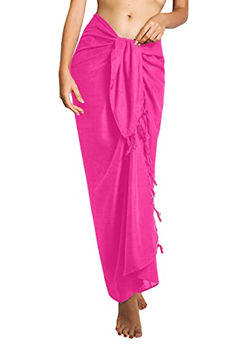 CHAINUPON Damen Strand Pareo Sarong Sheer Badeanzug Cover Ups Bikini Langer Wickelrock (Hot Rosa) von CHAINUPON