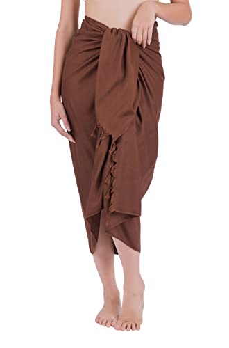 CHAINUPON Pareos Damen Strand-Badeanzug, Sarong, durchsichtig, lang, Schokobraun, OneSize von CHAINUPON